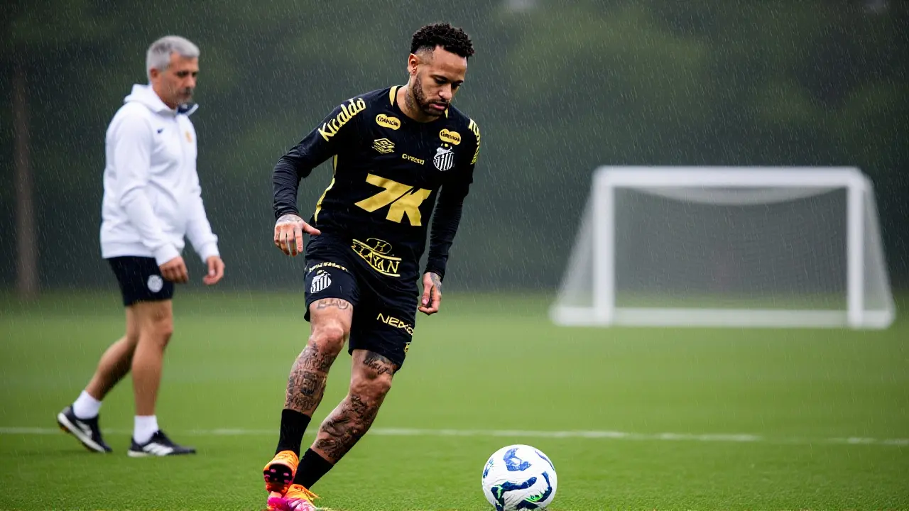 Neymar treina com elenco do Santos e mira volta contra o Flamengo